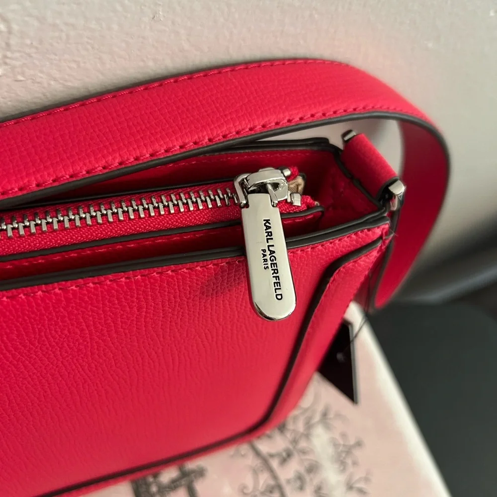 NWT Karl Lagerfeld Paris Maybelle Fuchsia Leather Crossbody Bag – Paris Charms - Picture 3 of 9